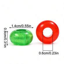 50pcs Glitter Acrylic Translucent Large Hole Sparkle Spacers, Pony Beads For DIY Beaded Pens, Hair Braiding, Jewelry Making & Holiday Craft Supplies - Random Color - View 3
