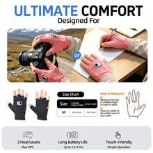 2000mAh Rechargeable Heated Gloves, Fingerless Half-Finger Design, 3 Temperature Levels, Palm Heating, Touchscreen Compatible, Winter Indoor/Outdoor Warmth Gear - HG122/HG126 - View 9