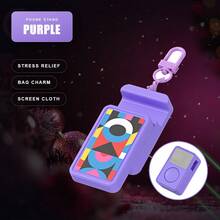 2-In-1 Fidget Clicker Keychain & Phone Stand, Clip-On Bag Charm, Pocket Push Button Stress Relief, 5-In-1 Stand & Pendant - Multicolor - View 9