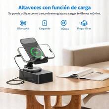 Portable Bluetooth Speaker With Phone Stand And Charging - Black - View 9
