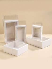 1pc Kraft Paper Drawer Gift Boxes With Clear Window, For Gifts, Jewelry Packaging, Business, Wedding, Birthday Parties, And Other Occasions. - Multi-color - View 3