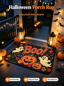 Halloween Boo Print Doormat, Black Cat Ghost Pumpkin Maple Leaf Non-Slip Durable Entryway Rug, Decorative Front Door Mat For Porch Patio Indoor Outdoor Decor - Ghost Doormat - View 10