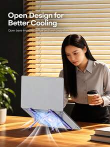Adjustable Laptop Stand - 10-Level Ergonomic Height & Angle Lift Stand, Foldable Portable Stand, Compatible With MacBook Pro/Air, Pro, Surface, HP (10-15.6 Inch Laptops And Tablets) - View 3