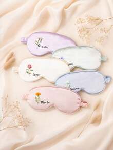 Luxury Personalized Sleep Mask, Satin Eye Mask, Customizable Name, Elegant Floral Pattern, Gift For Her, Birthday Gift, Self-Care Gift - Multicolor - View 2