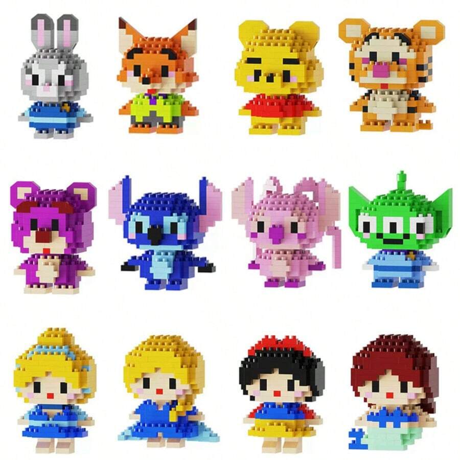 Disney Stitch Judy Nick Building Blocks 302PCS Action Cartoon Character Winnie Piglet Brick Model Disney Princesses Snow White Building Block For Birthday Gifts - Multicolor - View 1