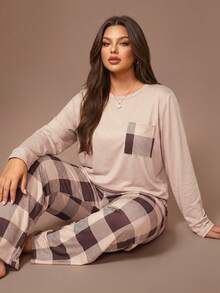 Plus Size Men Loungewear Sets - Red and White - View 8