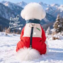 DomKim Multi-Color Dog Winter Warm Jacket - Waterproof & Windproof Fleece-Lined Coat With Built-In D-Ring Harness, Zipper Closure Easy On/Off, Cozy Cold Weather Clothes For Small To Medium Dogs, Daily Walking Outfits In Red, Gray, Cream-White - Multicolor - View 9