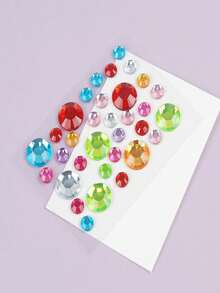 5/3/1pc Extra Large Colorful Star, Heart, Flower Rhinestone Jewelry Stickers, Self-Adhesive Eye, Face, Body Gem Decals For Rave, Festival, Carnival, Cosplay And Party Makeup Decoration - Multicolor - View 6