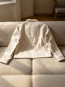 Men's Linen Short Single-Breasted Jacket - Khaki - View 5