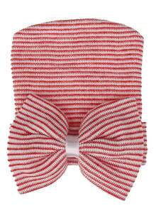 YIYIQCSJ 1pc Baby Newborn Hat Set Striped Pattern Bowknot Decor Cute Brimless Soft Hat Suitable For Baby Girls Boys 0-3 Months - Multicolor - View 14