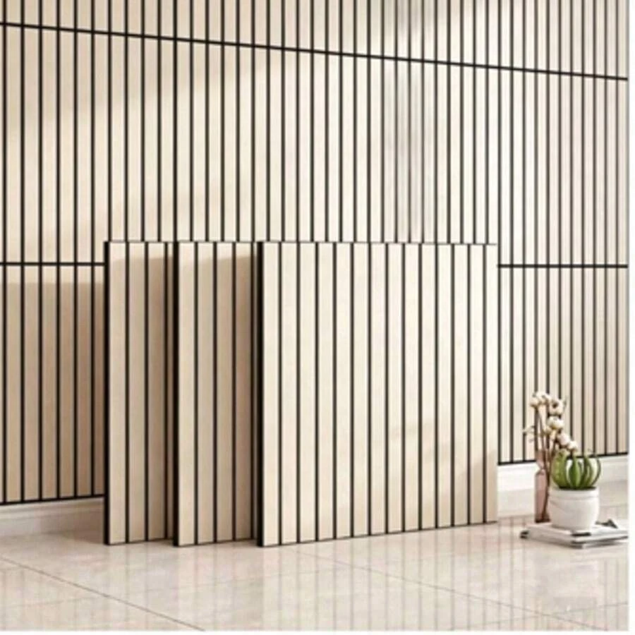 1/8/16pcs Soundproof Wooden Lattice Self-Adhesive Wall Sticker, Waterproof PVC Decorative Film, Textured Acoustic Wall Sticker, Multi-Purpose For Living Room And Bedroom Walls, Cabinet Drawer Liners, Desktops, Shelves - Grille Wood Grain 2 - View 1