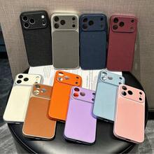 豪華 PU 皮革荔枝紋理啞光手機殼，適用於 iPhone 18 Pro Max 18 Pro，防指紋硬殼，適用於 17 Pro Max 16 Pro Max 15 14 Plus 13 Pro Max 12 11 16e 17e，18 & 17 系列大窗蓋 - 深藍色 - 查看 4