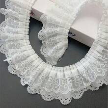 1/2/6/8/10 Size White Hollow Eye Pattern Fan-Shaped Scalloped Lace Trim, 6.5cm Wide Double Layer Pleated Mesh Lace Ribbon, Multiple Styles Available, Soft And Breathable, Suitable For Handmade Sewing, Fabric Crafts, Christmas Decoration - Multiple Styles - View 5