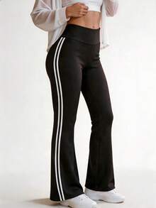 Hotalk Women's Casual Sports Yoga Flare Leggings, Outdoor Sports Long Pants - Black - View 6