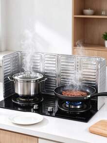 1/2/3/4 buah Pelindung Percikan Minyak Dapur, Layar Anti Lengket Aluminium, Pelindung Isolasi Panas Kompor, Alat Dapur untuk Memasak, Menggoreng, dan Memanggang, Perlengkapan Rumah & Perjalanan - View 4