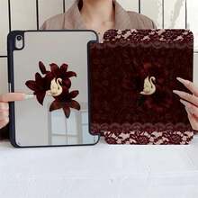 波爾多紅百合天鵝蕾絲飾邊平板保護套，附筆槽，相容 iPad 第 10 代 Smart Case/11(A16 2025)/相容 Galaxy S9/S7/S10+/相容 /相容 - 彩色 - 查看 7