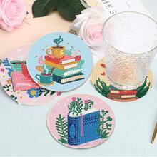 8pcs Christmas 5D DIY Diamond Painting Coaster Kit, Full Drill Rhinestone Art Cup Mat, Non-Slip Handmade Table Decor, Xmas Craft Gift For Adults Kids - A - View 2