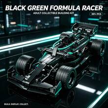 Black And Green Formula Racing Car Building Model, 391+ Pieces Adult Collectible Building Blocks Set, Low Body Racing Car, Wheels And Open Cockpit, Suitable For Halloween, Christmas, Thanksgiving And Birthday Gifts For Hobby Collectors - Black and Green Samurai Formula Racing Car - View 6