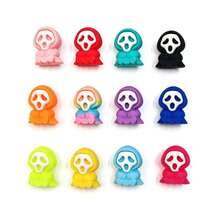10pcs Mixed Color Scream Ghost Mini Silicone Beads, Soft Silicone Jewelry Making Accessories DIY Beaded Accessories, Suitable For Girls' Handmade Pen Decoration Halloween Craft Accessories, Party Decorations - Multicolor - View 4