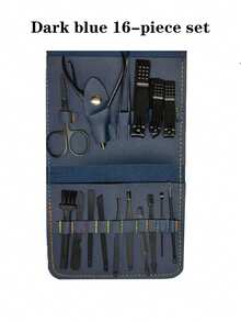 16pcs Premium Stainless Steel Manicure And Pedicure Set Including Nail Clippers, Scissors, Ear Pick, And Travel Essential Kit - Multicolor - View 19