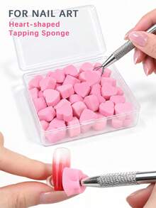 50pcs Nail Art Sponge Gradient Set, Mini Square Dabbing Sponges And Nail Art Gripper Brushes, Suitable For Gel Nail Polish Blending, Gradient, Blush Nail Art Design Nail Art Tool Set - Pink - View 2
