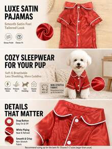 Wine Red Satin Pet Pajamas, Breathable And Comfortable, Non-Stretch Fabric, Suitable For Teddy And Other Small Dogs Year-Round. Note: This Style Runs Small, Please Choose 1-2 Sizes Larger, Other Dog Breeds Please Purchase With Caution - Burgundy - View 4