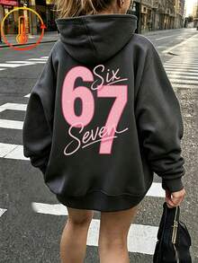 Tween Girl Fun Graphic Print Pullover Sweatshirt, Warm & Comfortable Thermal-Lined Pullover Sweatshirt For Autumn/Winter - Dark Grey - View 1