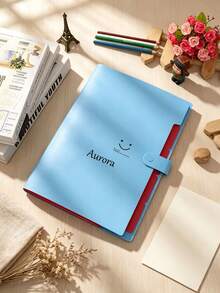 Custom Name Printed Folder, 1pc Personalized Multi-Layer Snap Closure File Organizer, Portable Office & School Stationery Paper Document Storage Folder - Multicolor - View 7