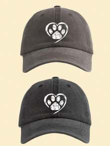 1pc Distressed Dog Paw Print Washed Baseball Cap, Classic Casual Vintage Style, Soft Sweat-Absorbing Band, Adjustable Size, Sun Protection, Versatile Retro Dad Hat - Multicolor - View 19