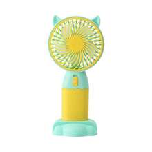 1 pieza Ventiladores portátiles de mano con carga USB, ventilador mini de oso para decoración de escritorio, ventilador de verano para estudiantes y oficina, ventiladores pequeños portátiles de mano - Amarillo - Ver 8