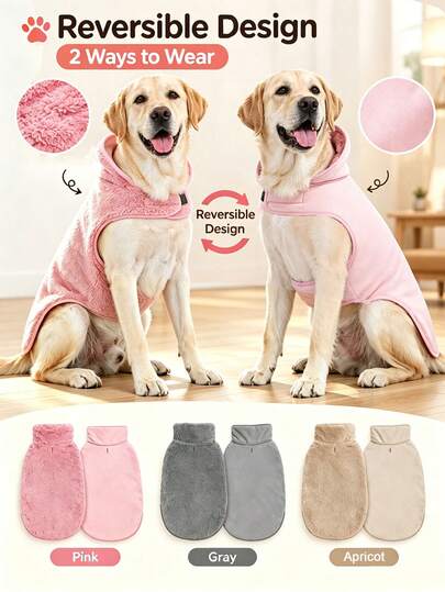 HOLAPET 1pc Plush Fleece Large Dog Clothes Autumn Winter Warm Dog Jacket Thicken Flannel Pet Coat Labrador Golden Retriever German Shepherd Outdoor Windproof