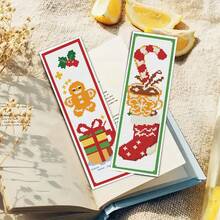 14CT Printed Cross-Stitch Bookmark Kit Includes 6 Bookmarks, Christmas Decorations Designs, Along With Instructions, Embroidery Floss, Fabric, And An Embroidery Needle. For Beginners And Craft Enthusiasts. - Christmas Decorations - View 5