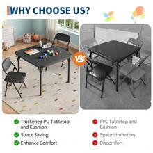 GOCAPTAIN Boys Girls Folding Table And Chairs Set, Activity Table And Chairs Set For Dining Room,Daycare,Classrooms - Black/1+2set - View 7
