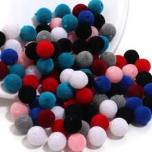 100pcs/Pack 8mm Flocked Resin Straight Hole Beads DIY Handmade Phone Chain Necklace Bracelet Autumn/Winter - Flocked Resin Beads - View 6