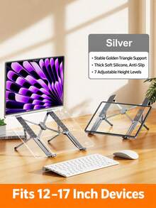Adjustable Laptop Stand - 10-Level Ergonomic Height & Angle Lift Stand, Foldable Portable Stand, Compatible With MacBook Pro/Air, Pro, Surface, HP (10-15.6 Inch Laptops And Tablets) - View 13