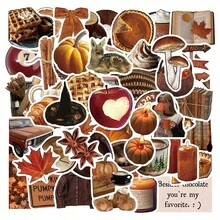 6pcs 53pcs New Autumn Ins Style Vintage Creative Stickers Korean Style Scrapbook DIY Decals (Random Style And Color) - Multicolor - View 2