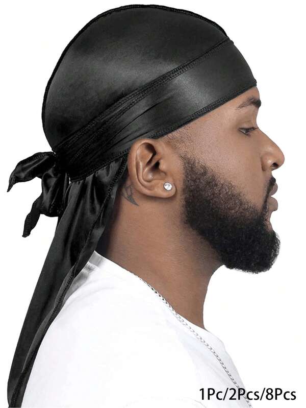 Awegeo 1pc Men's Durag Silk-Like Pirate Hat, Casual & Comfortable Breathable Silky Headwrap, Outdoor Sports Pirate Hat Pirate Costume
