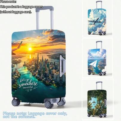 1PC / Flat Print Design / Luggage Protective Cover (Only Luggage Protective Cover, Not Including Luggage) / Suitable For 20 To 28 Inch Luggage / Made Of Thickened Fabric / Essential Accessory For Your Travel And Checked Luggage.