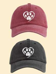 1pc Distressed Dog Paw Print Washed Baseball Cap, Classic Casual Vintage Style, Soft Sweat-Absorbing Band, Adjustable Size, Sun Protection, Versatile Retro Dad Hat - Multicolor - View 17