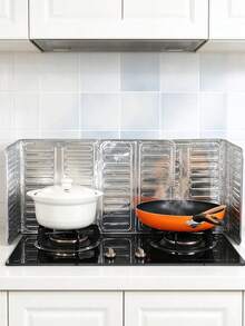 1/2/3/4pcs Kitchen Oil Splatter Guard, Non-Stick Aluminum Oil Splash Shield, Stove Heat Insulation Cover, Cooking Frying Baking Kitchen Gadget, Home & Travel Essential - View 5