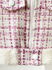 Autumn/Winter Baby Girl Pink Plaid Lamb Fleece Patchwork Sweet & Cool Stylish Versatile Outdoor Jacket - Pink - View 5