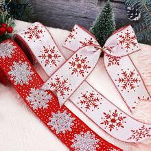 Christmas Wired Snowflake Holiday Gift Wrapping Ribbon, Christmas ...