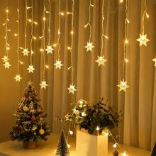 Christmas & Halloween Party Decoration Solar Powered Icicle Snowflake String Lights, Warm/Colorful/White 3 Color Modes, 4*0.6m Wave Style Hanging 16 Strands 96LEDs, 3D Hollow Snowflake Pendants, Transparent And Lightweight, Natural Snowfall Pattern, Clear Petal Outline, Soft Diffused Light, Hanging Ice & Snow Curtain Effect, Dreamy Night View - Solar Powered Snowflake Ice Bar Lights - View 7