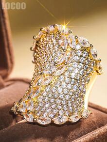 1pc Romantic Cubic Zirconia Ring For Women, Wedding Engagement Party Jewelry, Valentine's Day Gift - 1# - View 1