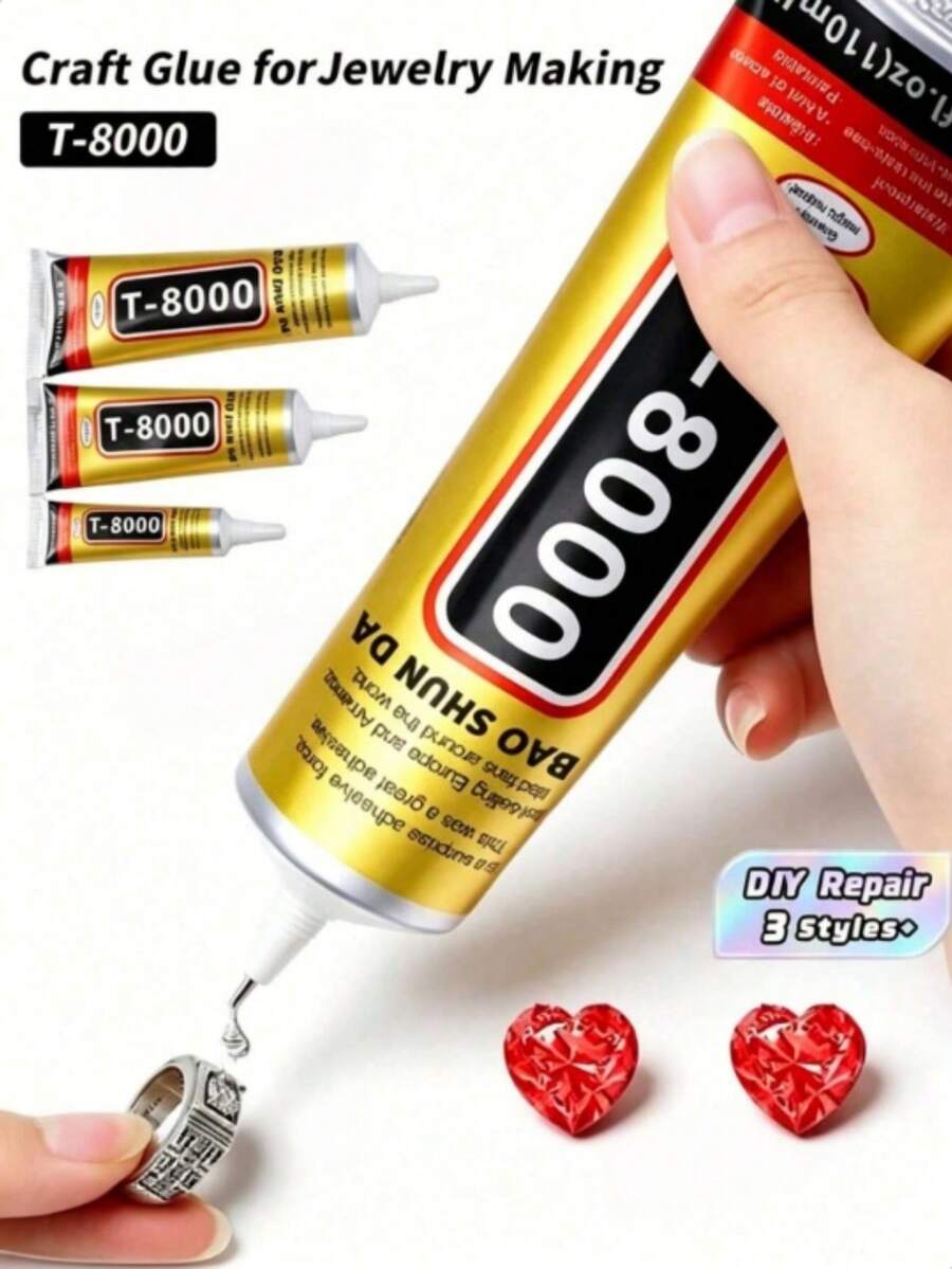 15ml T-8000 Black Adhesive - High Performance Waterproof Adhesive, Suitable For Precision Repair, Perfect For Phones, Electronics, Jewelry And Crafts, Jewelry Glue, Inlay Glue, Diamond Jewelry Earrings Pendant DIY Crafts Strong Glue, Craft - A - View 1