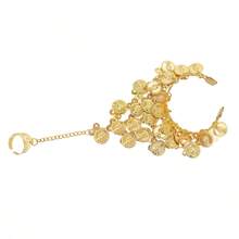 1pc Gold Alloy Coin Tassel Finger-Connected Hand Jewelry, Belly Dance Figure Coin Pendant Wrist Bracelet Ring Integrated Bracelet For Stage Performance, Vacation, Party - Multicolor - View 5