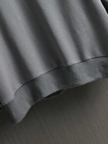 Men's New Half-Zip Letter Print Stand Collar Sweatshirt, Colorblock Fashionable Men's Sweatshirt - Dark Grey - View 3