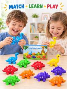 Dinosaur Letter Matching Plug-In Toy Children Cognitive Letter Number Pattern Educational Assembly Early Learning Toy Children Dinosaur Plug-In Matching Toy Letter Number Pattern Cognitive Hands-On Assembly Educational Teaching Aid - Multicolor - View 2