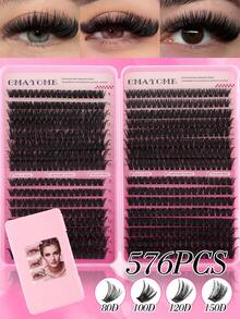 640/592/576 Clusters Segmented Lash Extensions, 8-16mm D Curl 10D-150D Fluffy Thick Individual Lashes, Waterproof Ultra-Soft Single Cluster Eyelashes For Daily Wear, Dating, Party, Christmas, Halloween. - Multicolor - View 16