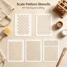1pc Mermaid Scale Stencil, Mermaid Makeup Template, Reusable Fish Scale Pattern, Large Plastic Scale Wall Stencil, Suitable For Face And Body Painting - White - View 6